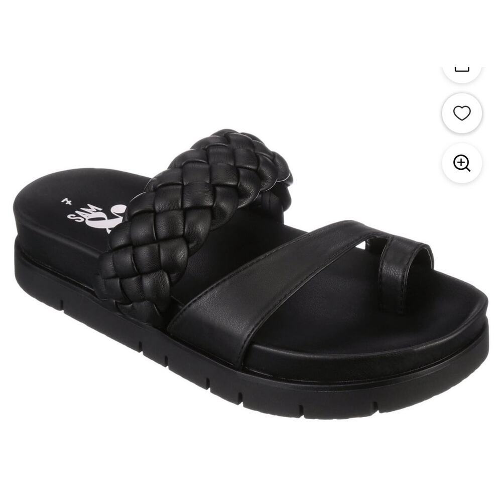 Sam & Libby Adelia Womens Black Footbed Sandals Double Strap Slides, sz 8